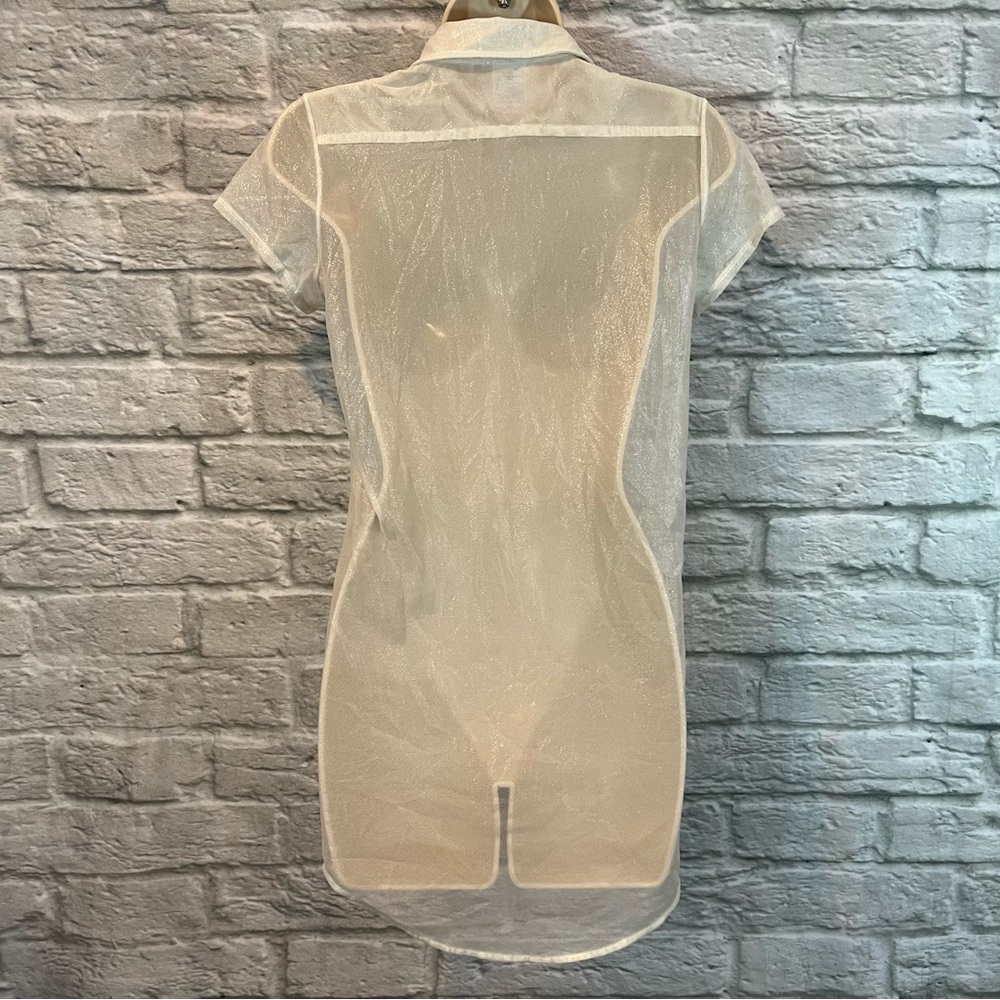 AA Cali Sun & Fun Shiny Mesh Button Up Dress Size XS/S - Picture 8 of 14
